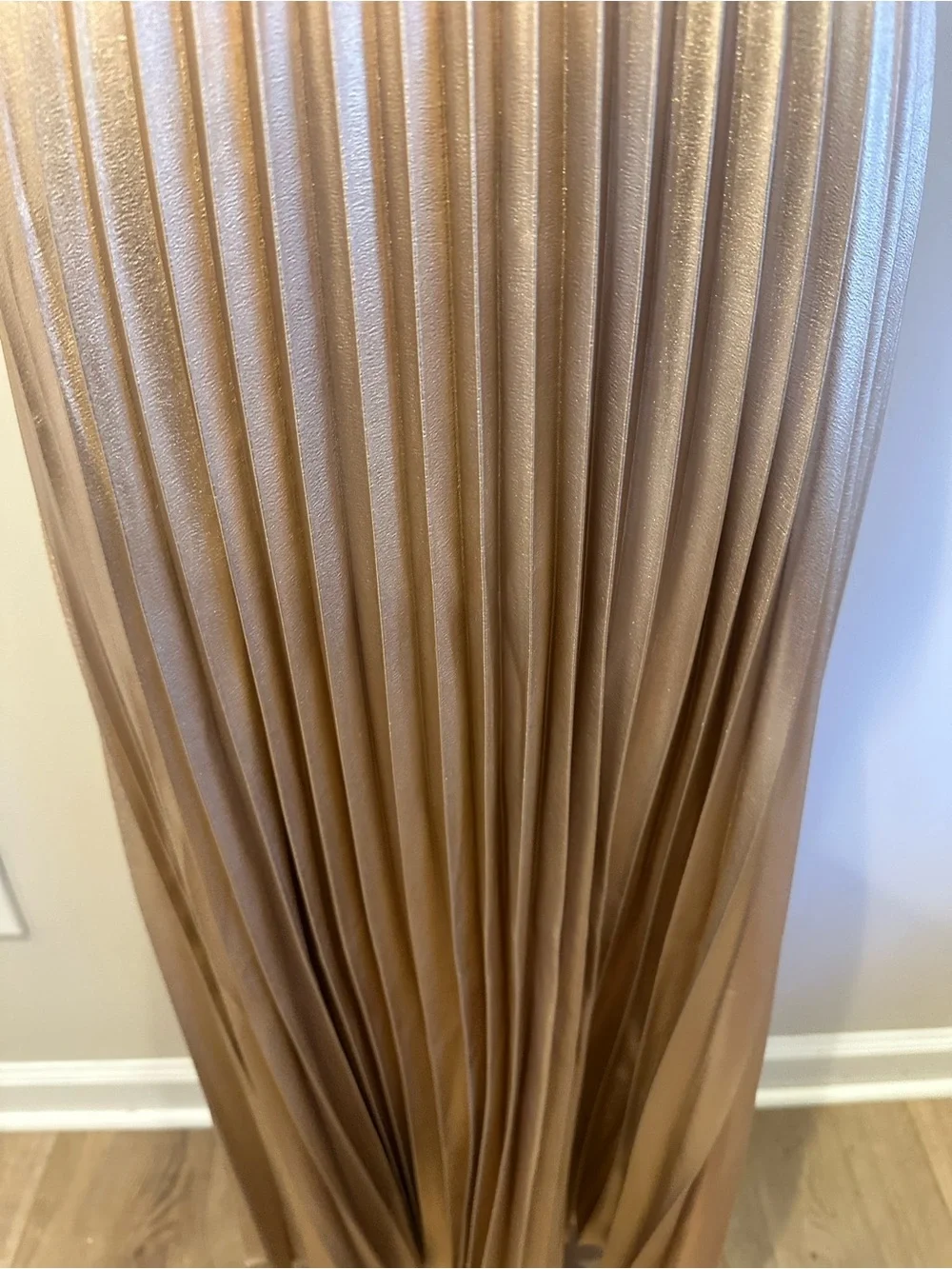 LOFT Gold Metallic Shimmer Pleated Midi Skirt - Size 6